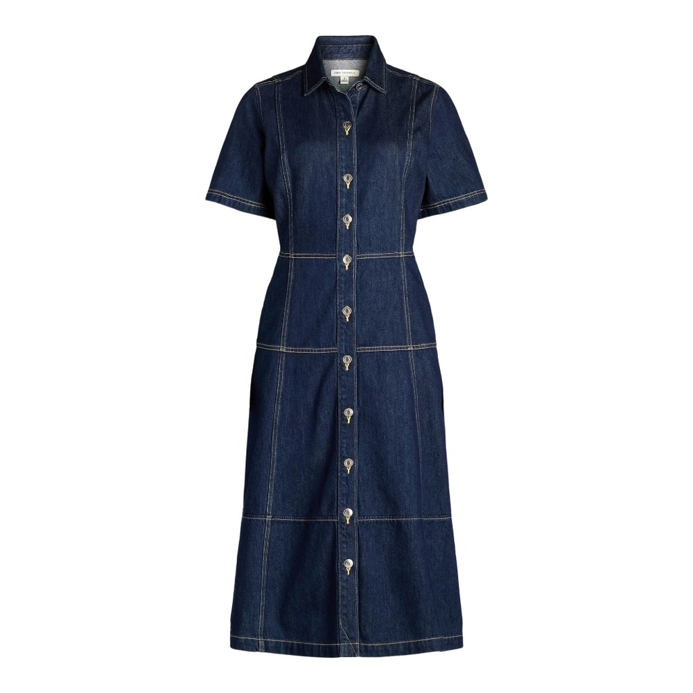 NEW Free Assembly Women's 100% cotton Denim Button Front Cotton Midi Dress M